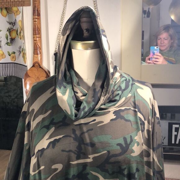 Camo Loungewear Hi Lo Poncho with Cowl Neck Comfort. Relax and disappear 🫥 - Picture 12 of 17